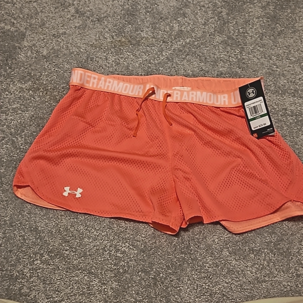 Under armour BRIGHT coral pink run shorts L